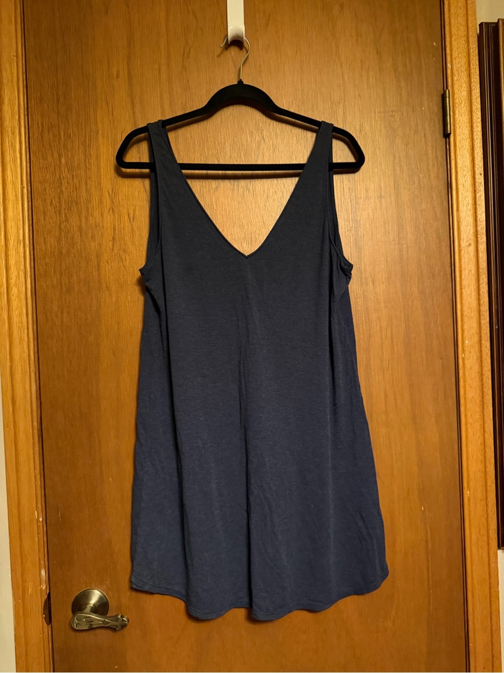 Women's Navy V-Neck Sleeveless Swing Tank Top